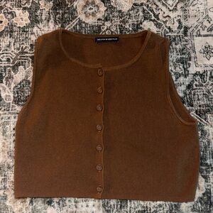 Y2k Brandy Melville Brown Sleeveless Button-Up Top